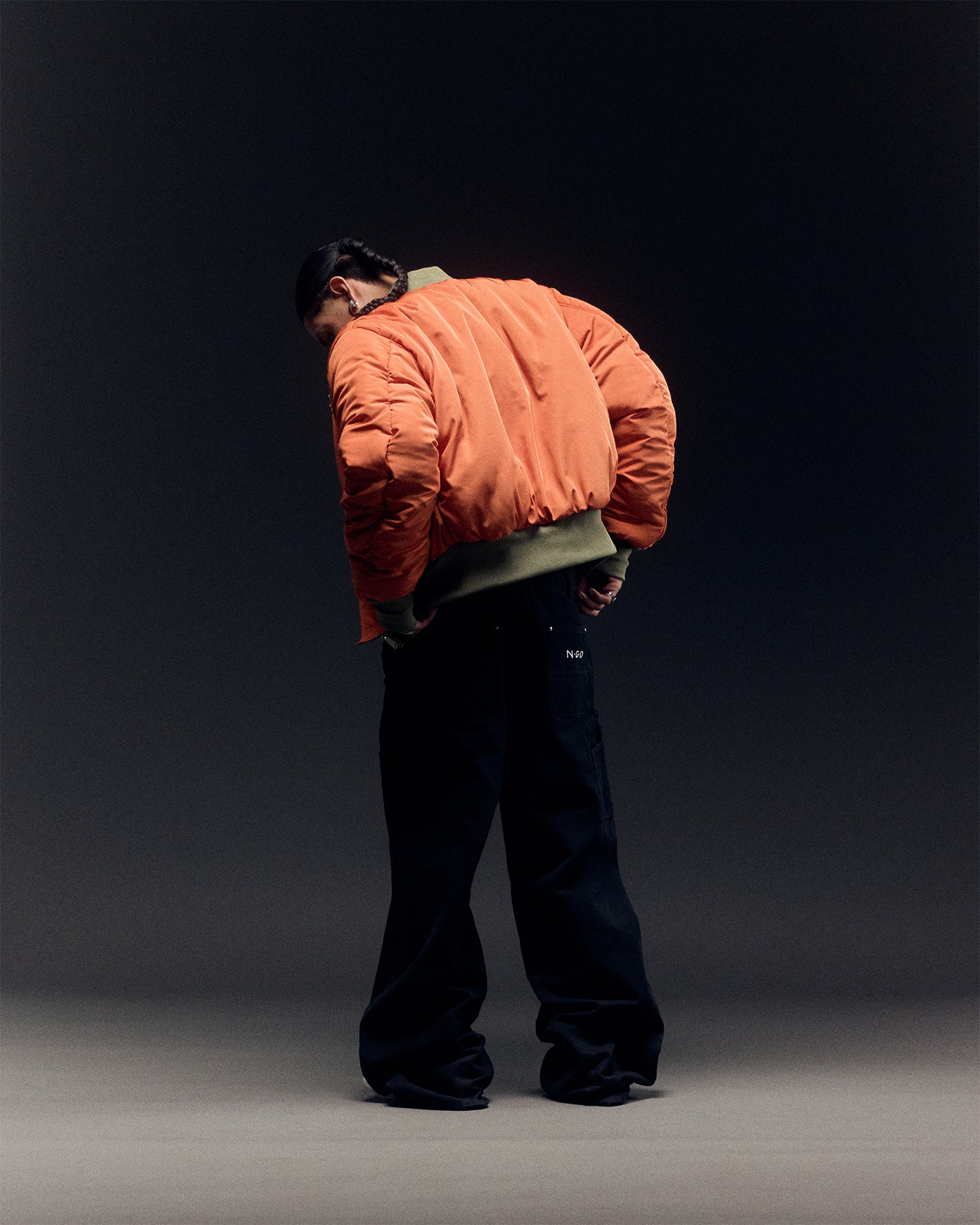 STUDDED BOMBER JACKET (OLIVE)