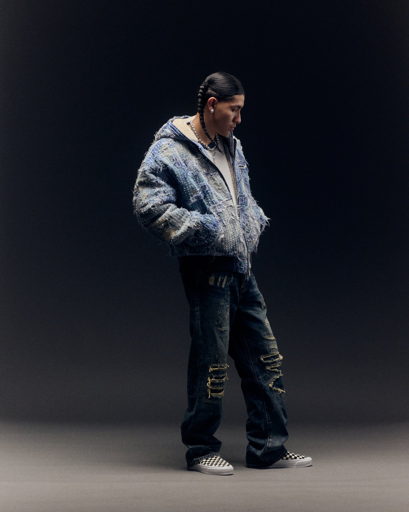 BORO HOODED DENIM WORK JACKET