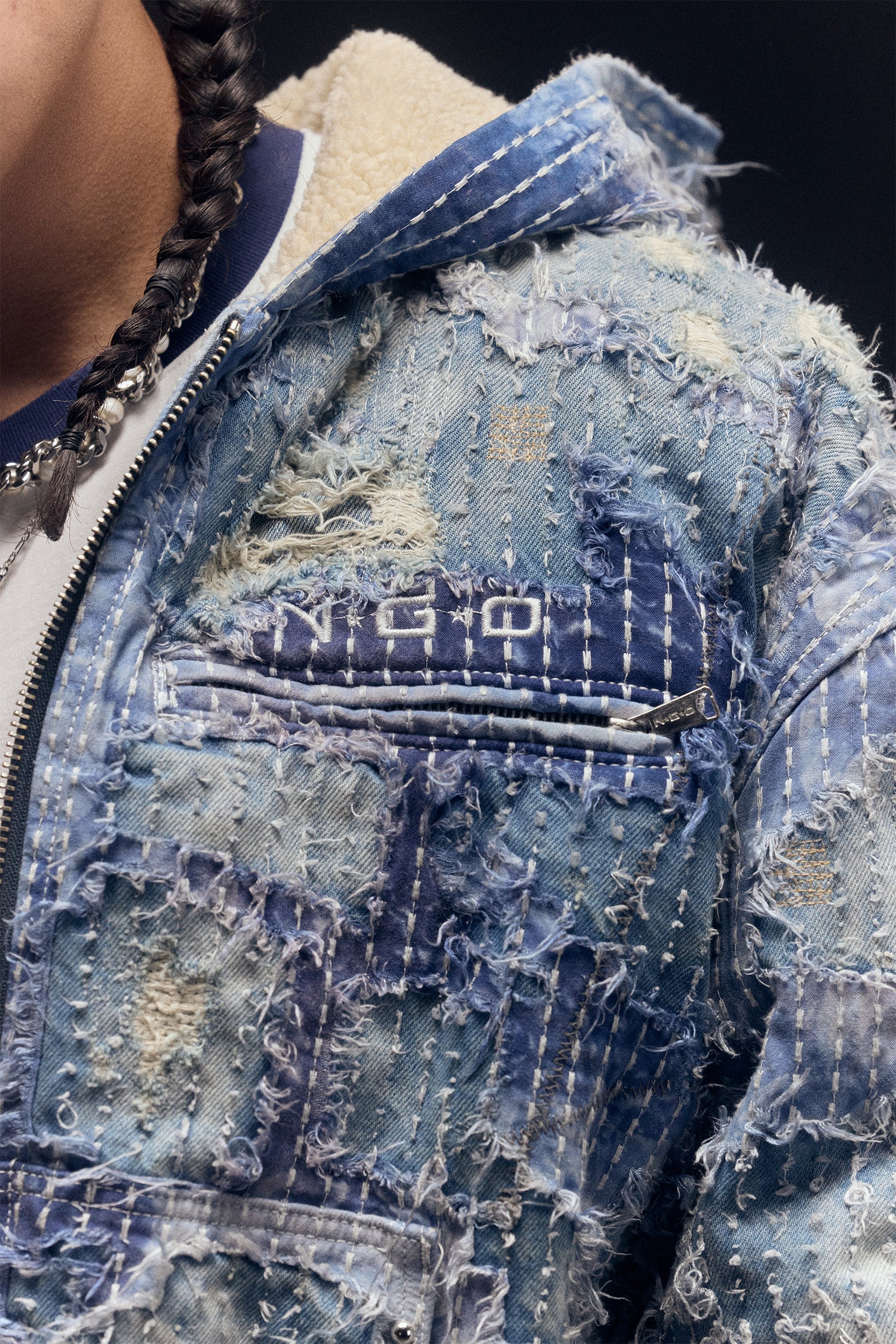 BORO HOODED DENIM WORK JACKET