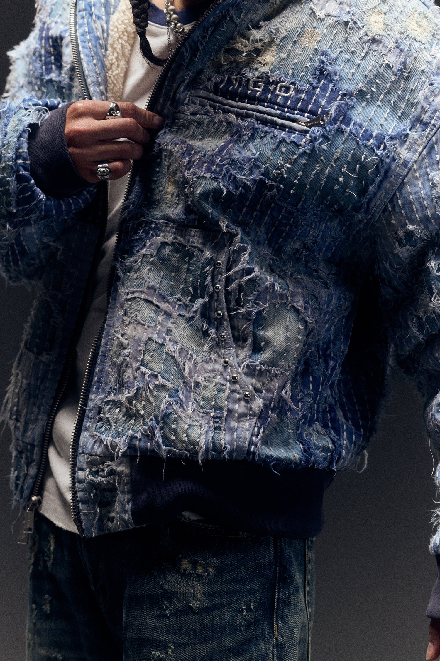 BORO HOODED DENIM WORK JACKET