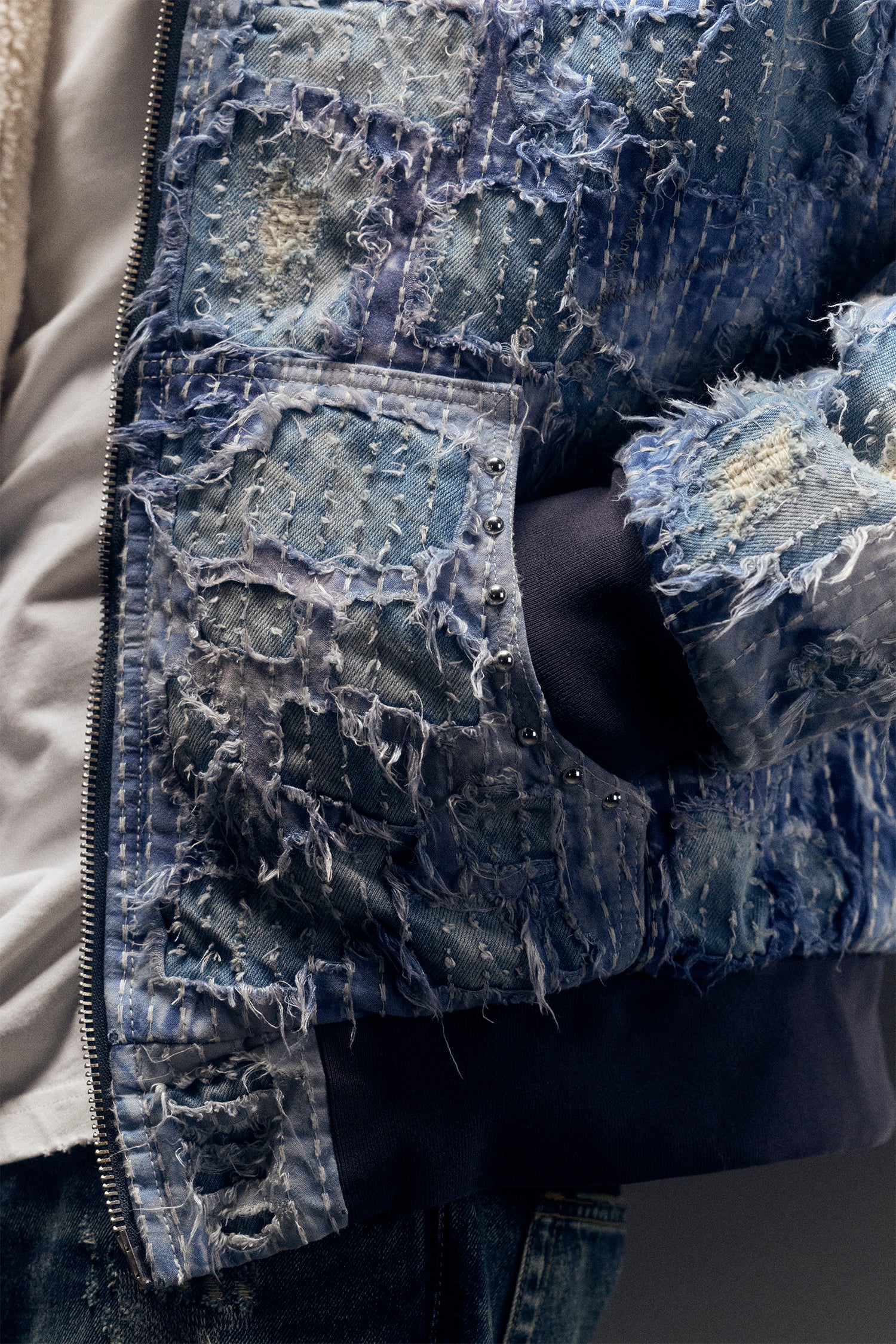 BORO HOODED DENIM WORK JACKET