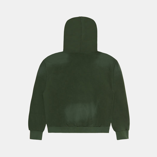 STUDDED GREEN ZIP UP HOODIE