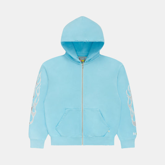 METALLIC FLAME ZIP-UP HOODIE