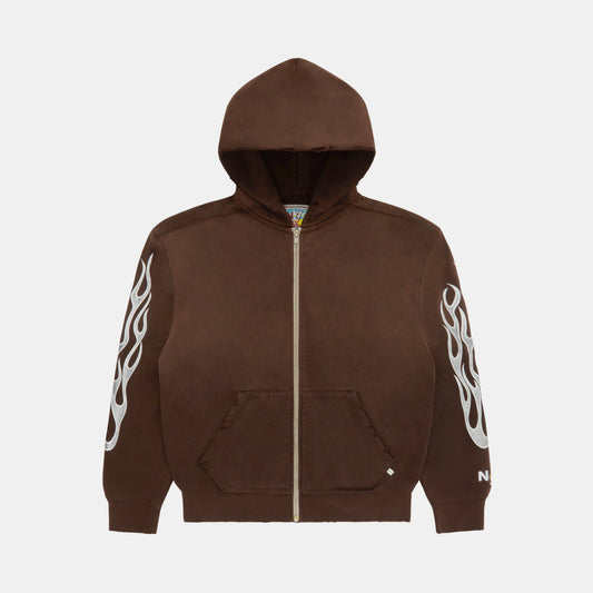 METALLIC FLAME ZIP-UP HOODIE