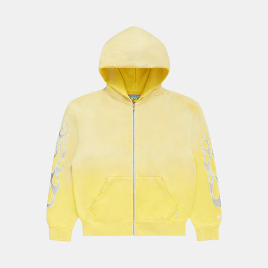 METALLIC FLAME ZIP-UP HOODIE
