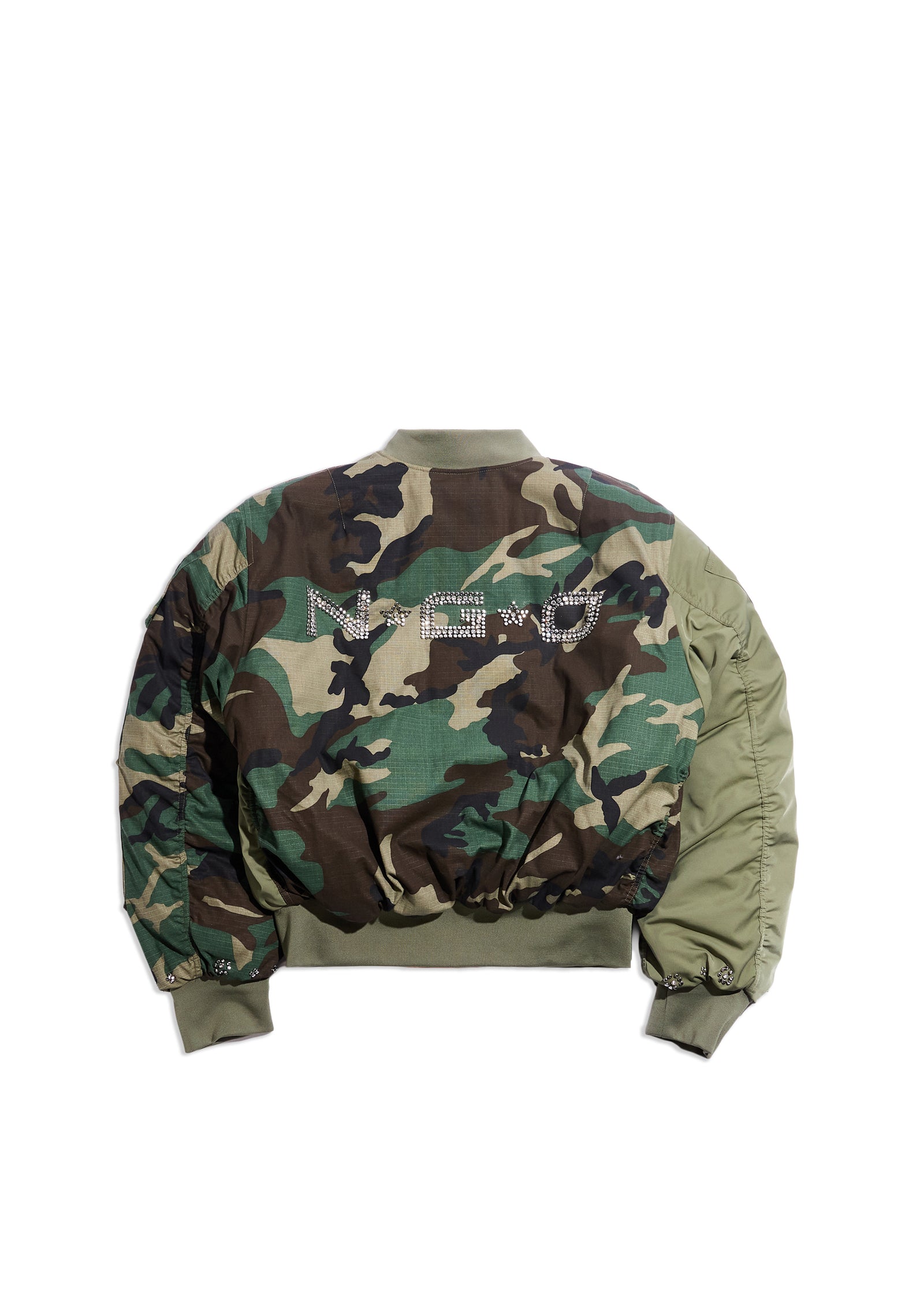 STUDDED BOMBER JACKET (OLIVE)